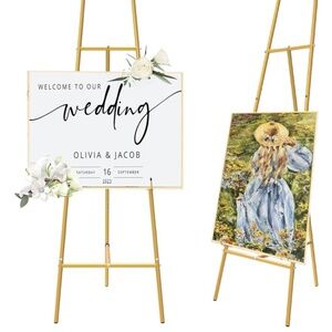 Gold easel for event or artwork